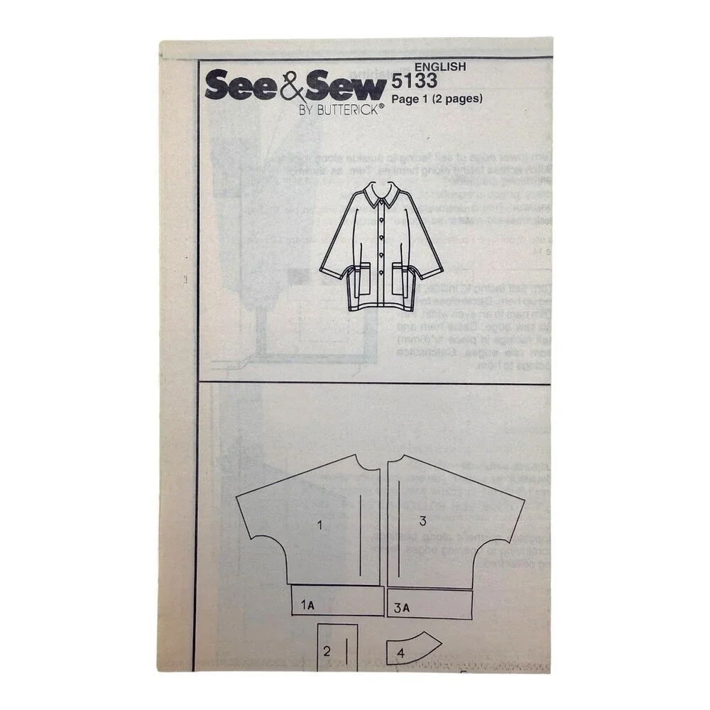 VTG 1997 Butterick Sewing Pattern Misses Oversized Jacket Sz L-XL #5133
